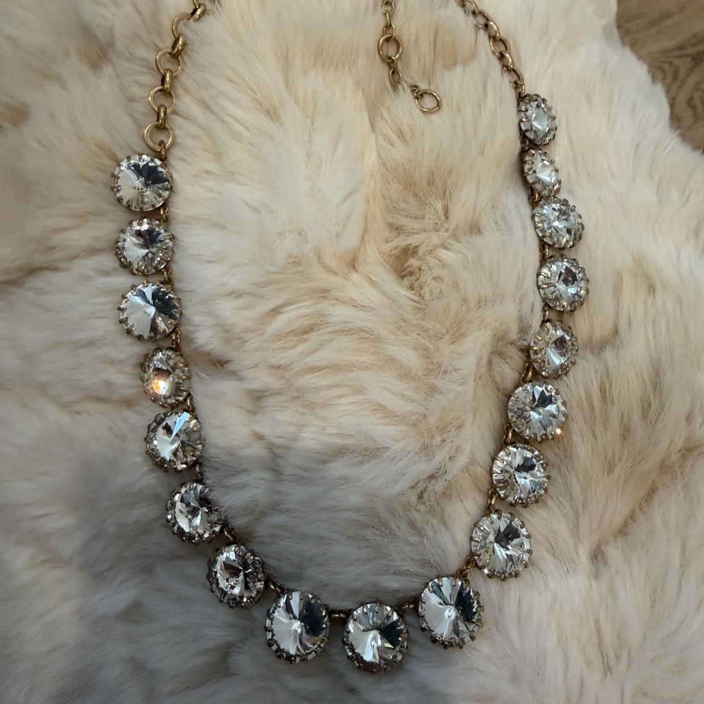J. Crew Gold Necklace with Clear Accents